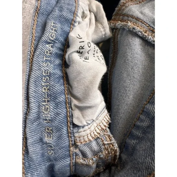 American Eagle Super High-Rise Straight Jeans Womens Size 8 Extra Long Blue - Picture 4 of 9
